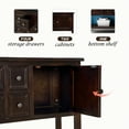 thumbnail image 6 of Buffet Sideboard Table, 46" Console Table with 4 Drawers and Cabinets, 1 Storage Shelf, Solid Wood Espresso Contemporary Sofa Table, 6 of 10