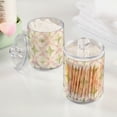 thumbnail image 2 of Yayeee 2 Pack Qtip Holder Bathroom Cotton Swab Canister with Lid Clear Dispenser Set, Pastel Pink Geometric, 2 of 6