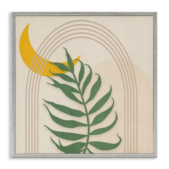 Stupell Industries Eclectic Fern on Beige with Moon Gray Framed Giclee Art, 24 x 24, by Susan Jill