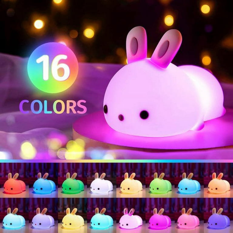 One Fire Cute Bunny Night Light for Girls, Remote 16 Colors Cool Stuff for  Your Room, Dimmable Anime Lamp Anime Stuff for Teen Girls,Tap for Fun Gifts
