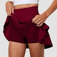 thumbnail image 3 of Womens Tennis Golf Skirt, Pleated Athletic Skirts with Shorts High Waisted Flowy Mini Skort for Workout Sports Maxi Skirt Set Wine XL, 3 of 6