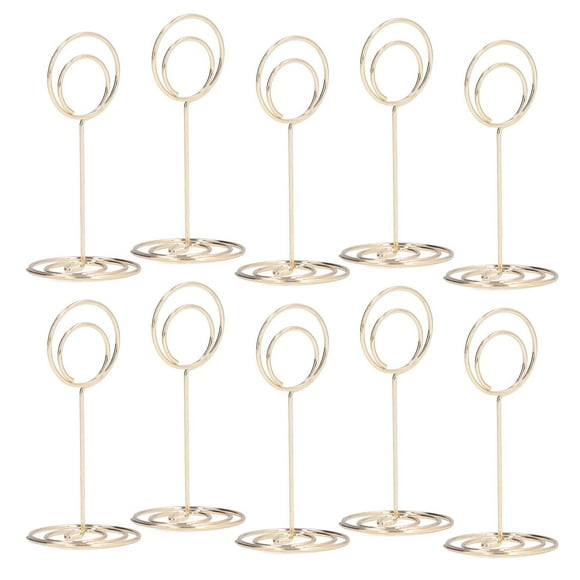 10Pcs Table Number Holder Wedding Note Holder Circle Business Card Holder Ornaments Cute Shape Elegant Electroplating Charming