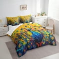 thumbnail image 3 of Manfei Kawaii Cartoon Peacock Twin Bedding Sets 7-Piece, Modern Animal Art Bedding Comforter Set, Teen Kid Child Adult Sheet Sets, Breathable Home Decor, 3 of 7