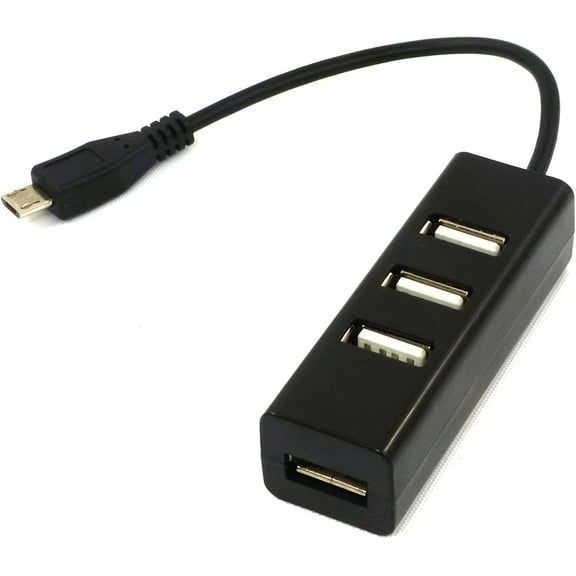 Zendure MicroUSB to USB 4 Port Black OTG Hub for Raspberry Pi Zero