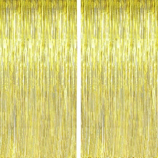 Gold Foil Curtain Backdrop - 3x8 Feet, Pack of 2