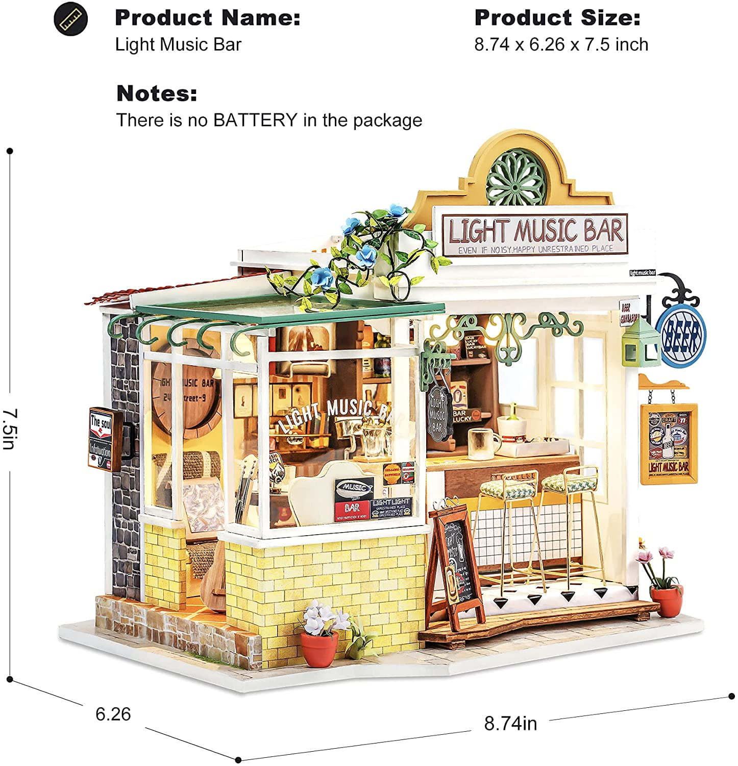 Rolife DIY Miniature Dollhouse Kit Craft Kit for Adults to Build Tiny  Things Gift for Birthday Christmas(Light Music Bar)