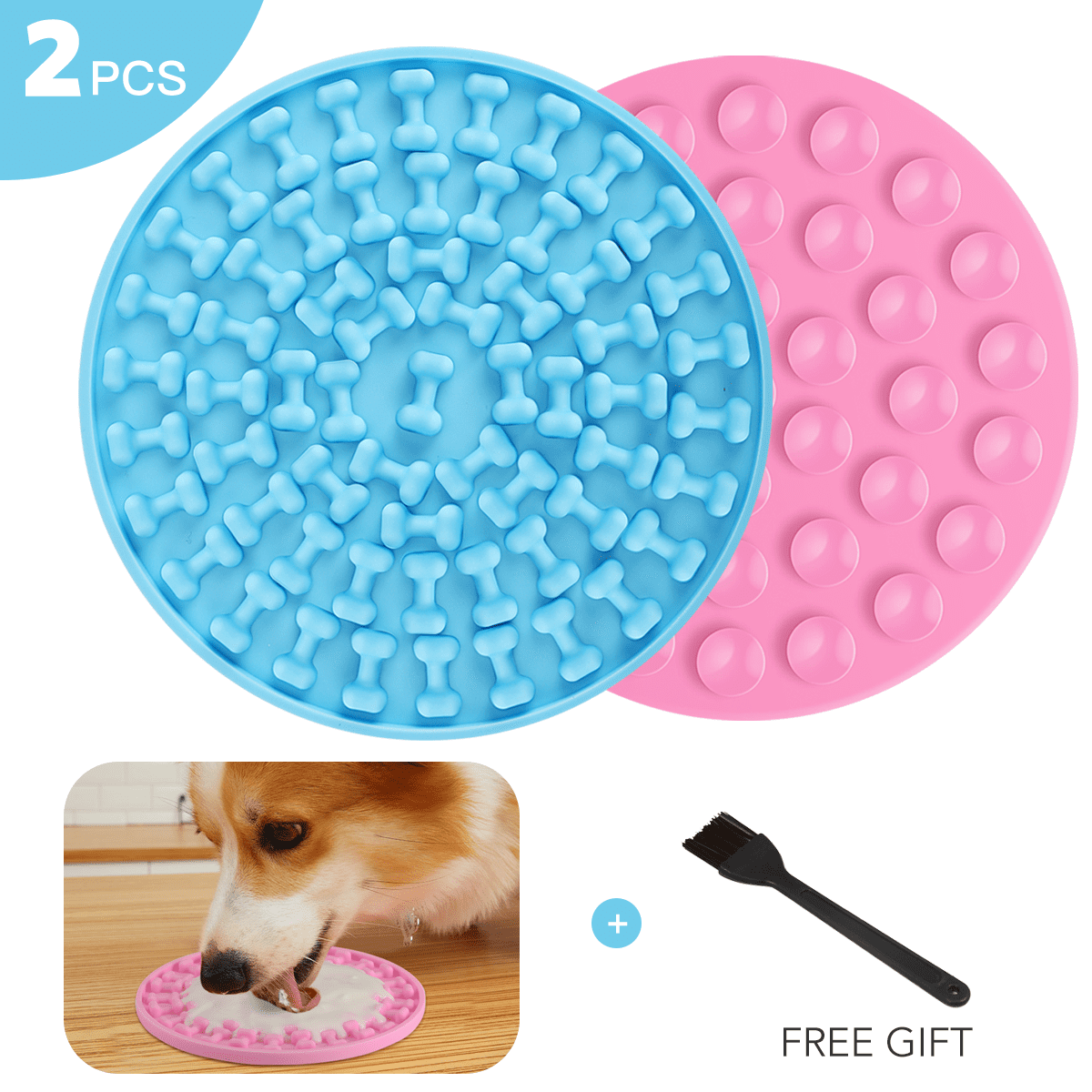 Hommie Dog Lick Pad Slow Feeder Dog Distraction Dispensing Mat, 2pcs