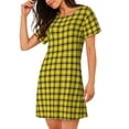 thumbnail image 2 of Logiee Yellow Checkered Plaid Print Nightgowns for Women,Soft Short-Sleeved Lightweight Sleepwear, Loose Sleepshirts, 2 of 6
