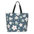 thumbnail image 1 of Balery Blue Flower Bolsa Tote Estilo Estético con Cremalleras, Bolsa de Hombro, Bolsa de Compras Grande y Plegable, 1 of 8