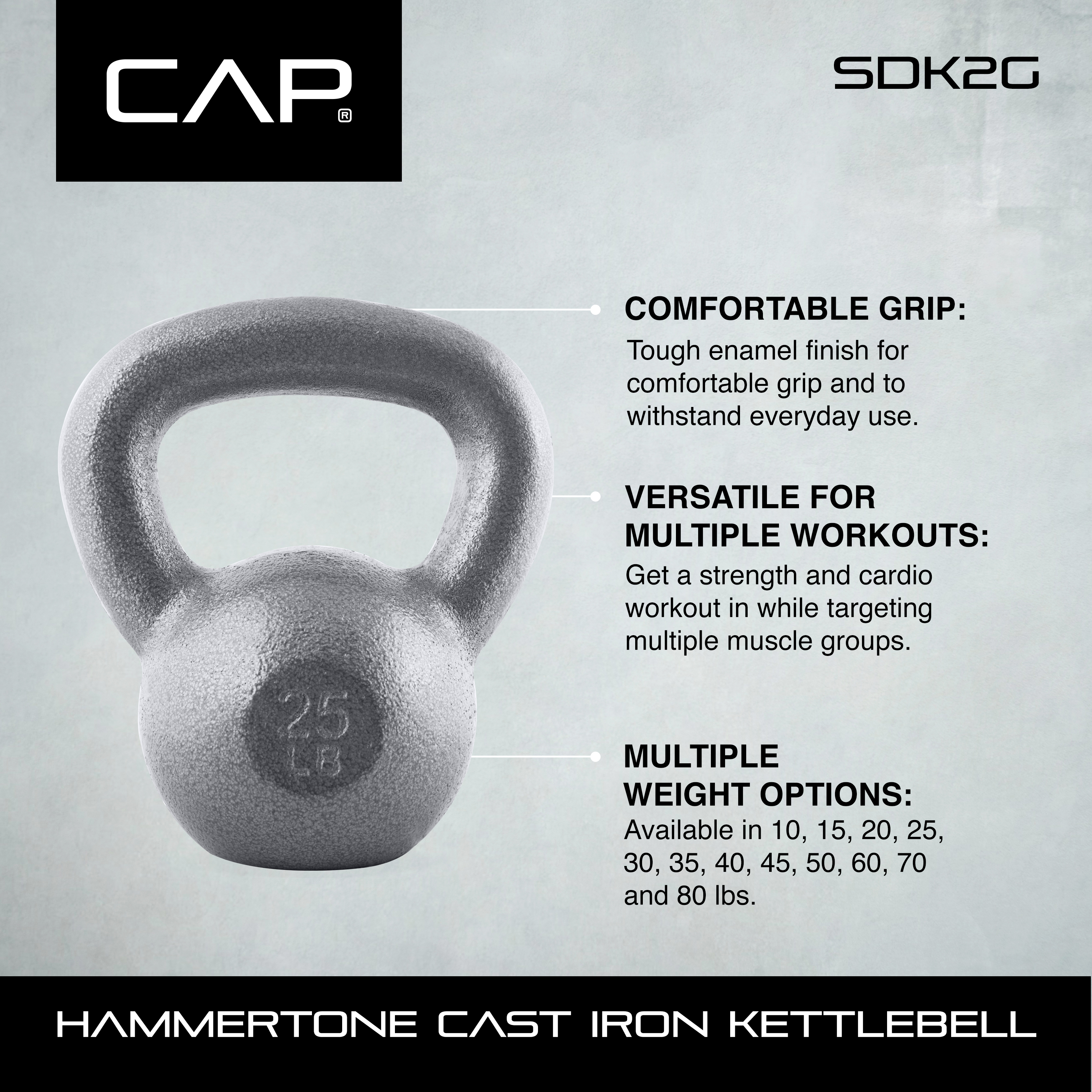 CAP Barbell Cast Iron Kettlebell, Single, 25-Pounds - image 2 of 7