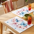 thumbnail image 4 of Butterfly Floral Placemats Set of 6, Watercolor Pink Blue Flower Butterflies Non-Slip Place Mats Washable Table Mats for Kitchen Dining Table Decorations Indoor/Outdoor, 4 of 9