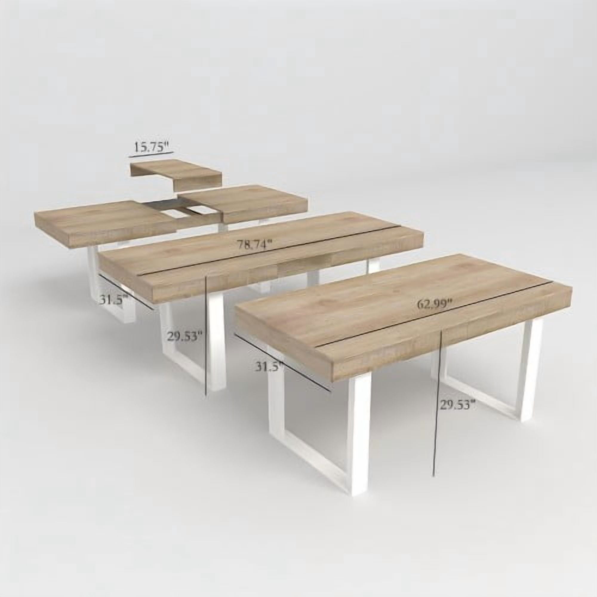 Aukfa Extendable Dining Room Table for 6-10,Farmhouse Large Rectangular Kitchen Table,White Oak