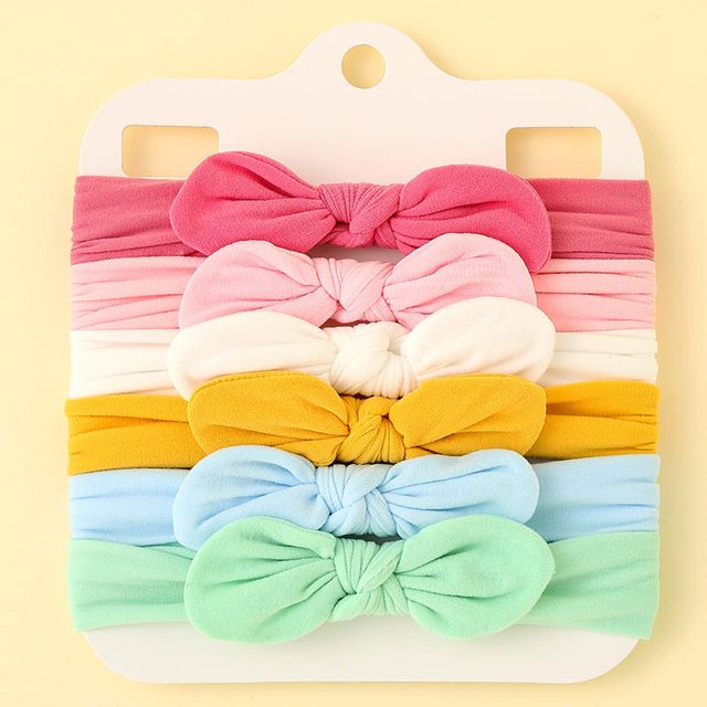 Conjunto de 3/4/6 unidades de lazos bonitos, diadema para bebé, turbante de Color sólido, bandas elásticas para el pelo para recién nacidos, accesorios para el cabello suaves para niñas Tan Jianjun unisex