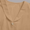 thumbnail image 6 of cocolona Womens Summer Linen Shirts Fashion Solid Color Short Sleeve Button V Neck Tops Casual Loose Fit Blouses, 6 of 7
