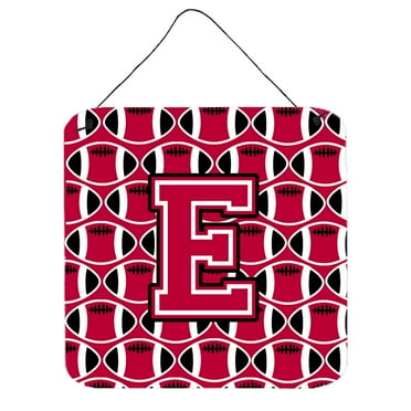 Letter E Football Crimson and White Wall or Door Hanging Prints