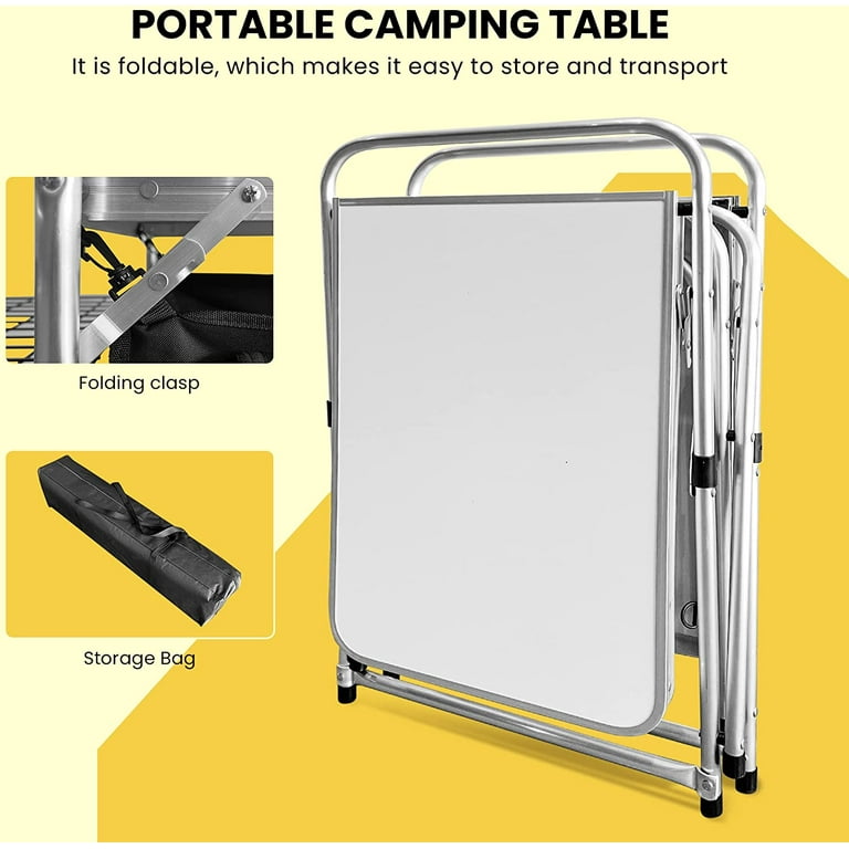 Livingandhome Dark Gray Camping Kitchen Table Portable Cabinet