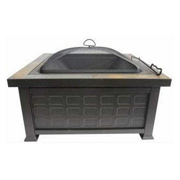 Four Seasons Courtyard Antique Style Wood Burning Slate Top Firepit, Bronze