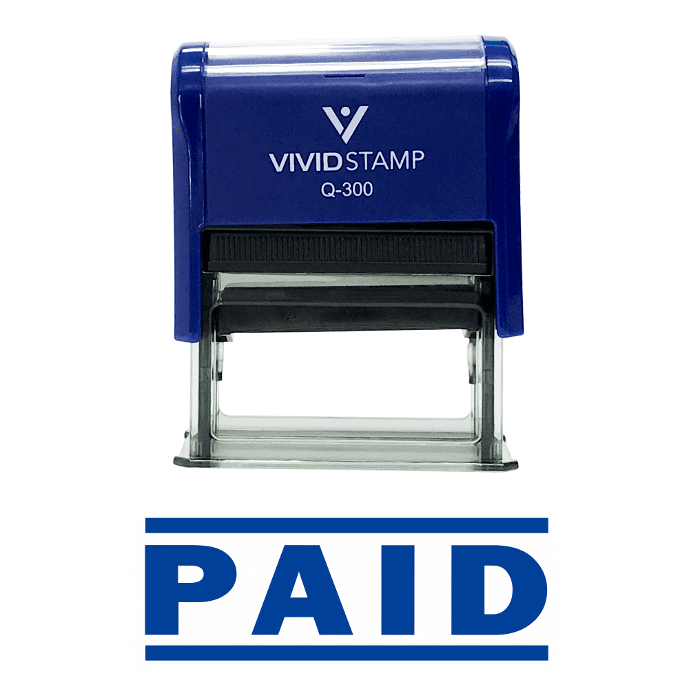 PAID Self Inking Rubber Stamp (Blue) Large