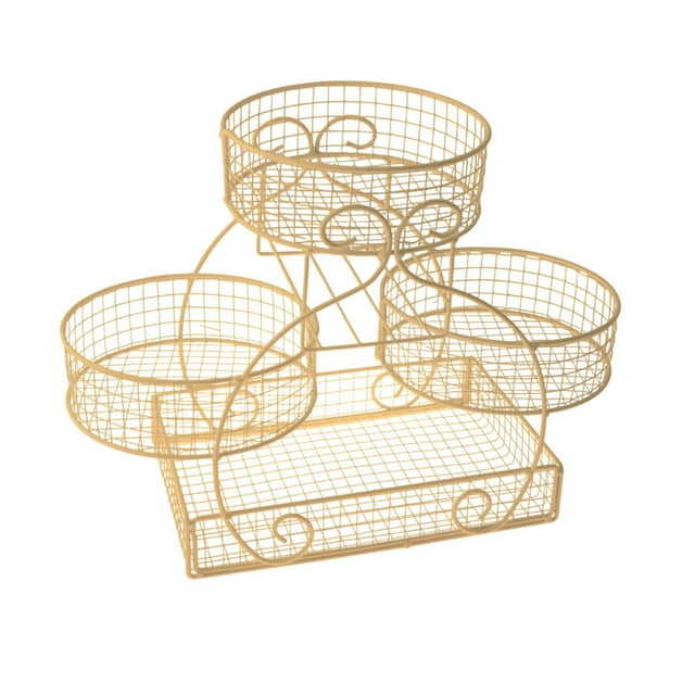 DOLITY Fruit Basket Multipurpose Large Capacity Bread Basket for Potato Bread Onion Gold