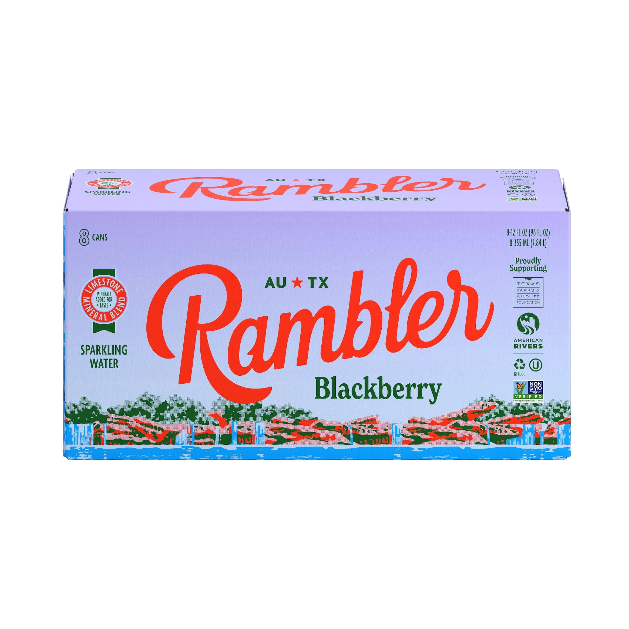 (3 pack) Rambler Blackberry Sparkling Water 8 - 12 fl oz Cans