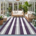 thumbnail image 2 of Large Area Rugs 8'x10', Purple Grey Stripe Carpet Runner Indoor Outdoor Rugs Home Decor Aesthetic, Minimalist Farmhouse Striped Non Slip Mats Washable Accent Rug for Living Room Bedroom, 2 of 8