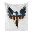 thumbnail image 1 of Eagle Soft Flannel Fleece Throw Blanket, American Flag on Silhouette of National Bird of Country Majestic Animal, Cozy Plush for Indoor and Outdoor Use, 50" x 60", Blue Red Sepia, by Ambesonne, 1 of 6