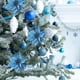 thumbnail image 3 of Juego de 24 selecciones de flores de Pascua con purpurina azul navideña, adornos para árboles de Navidad para invierno, coronas de árboles de Navidad azules y verde azulado, 3 of 5