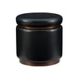 thumbnail image 3 of Linon Primrose Storage Ottoman Stool, Walnut Finish with Black Faux Leather, 3 of 9