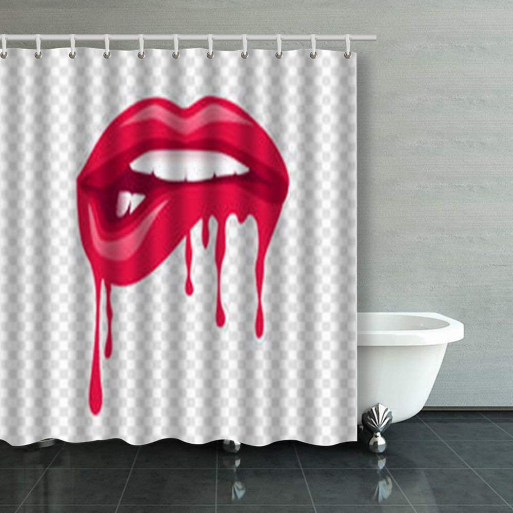 ARTJIA Trendy Isolated Drip Lips Red Drips Kiss Shower Curtains