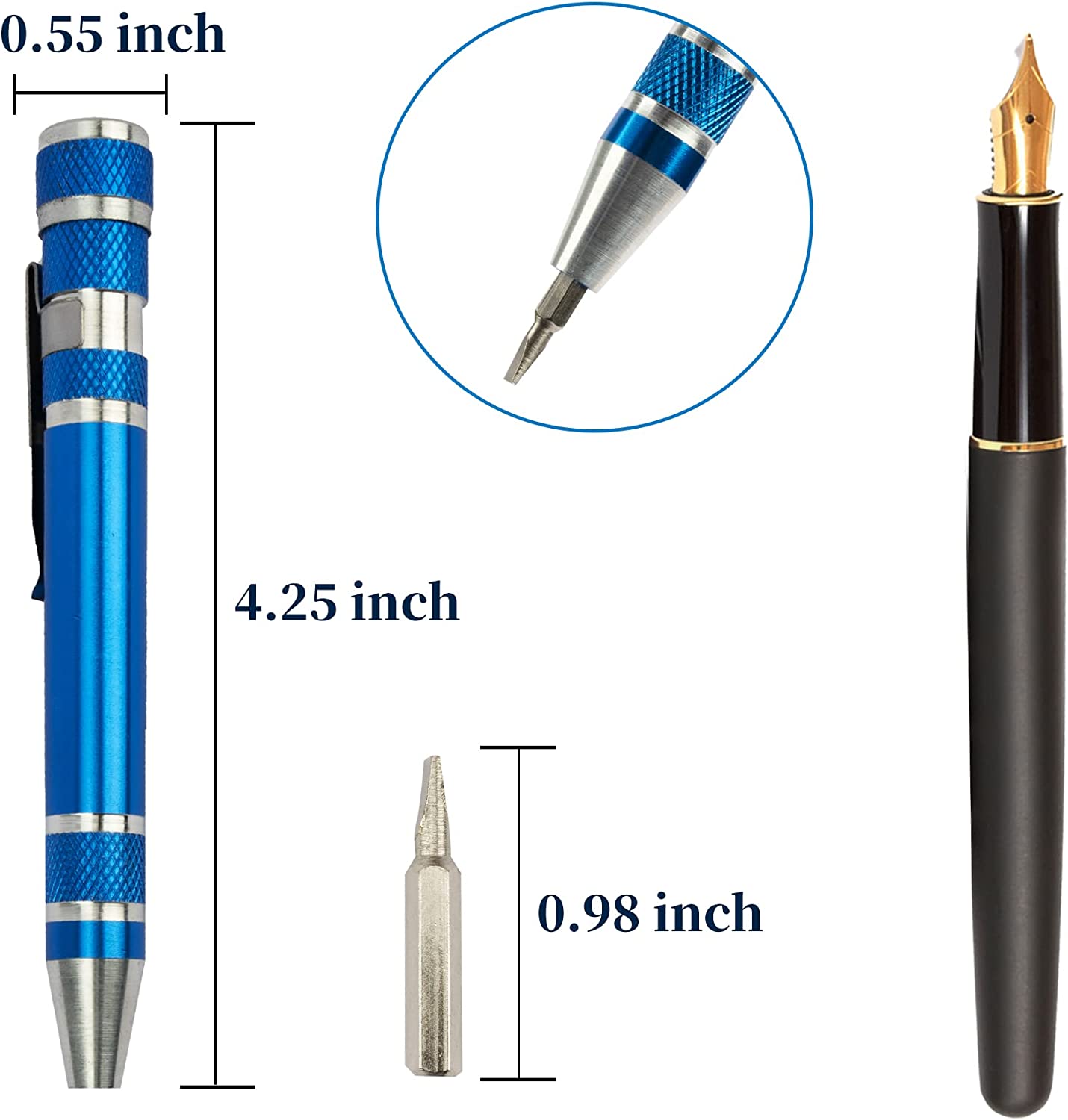 MKEUDQ-8 in 1 Mini Screwdriver Set Small Screwdrivers Pen Magnetic Repair Tools EDC Compact Precision Gadgets for Computer Eyeglasses Daily Home Improvement Use (Black)