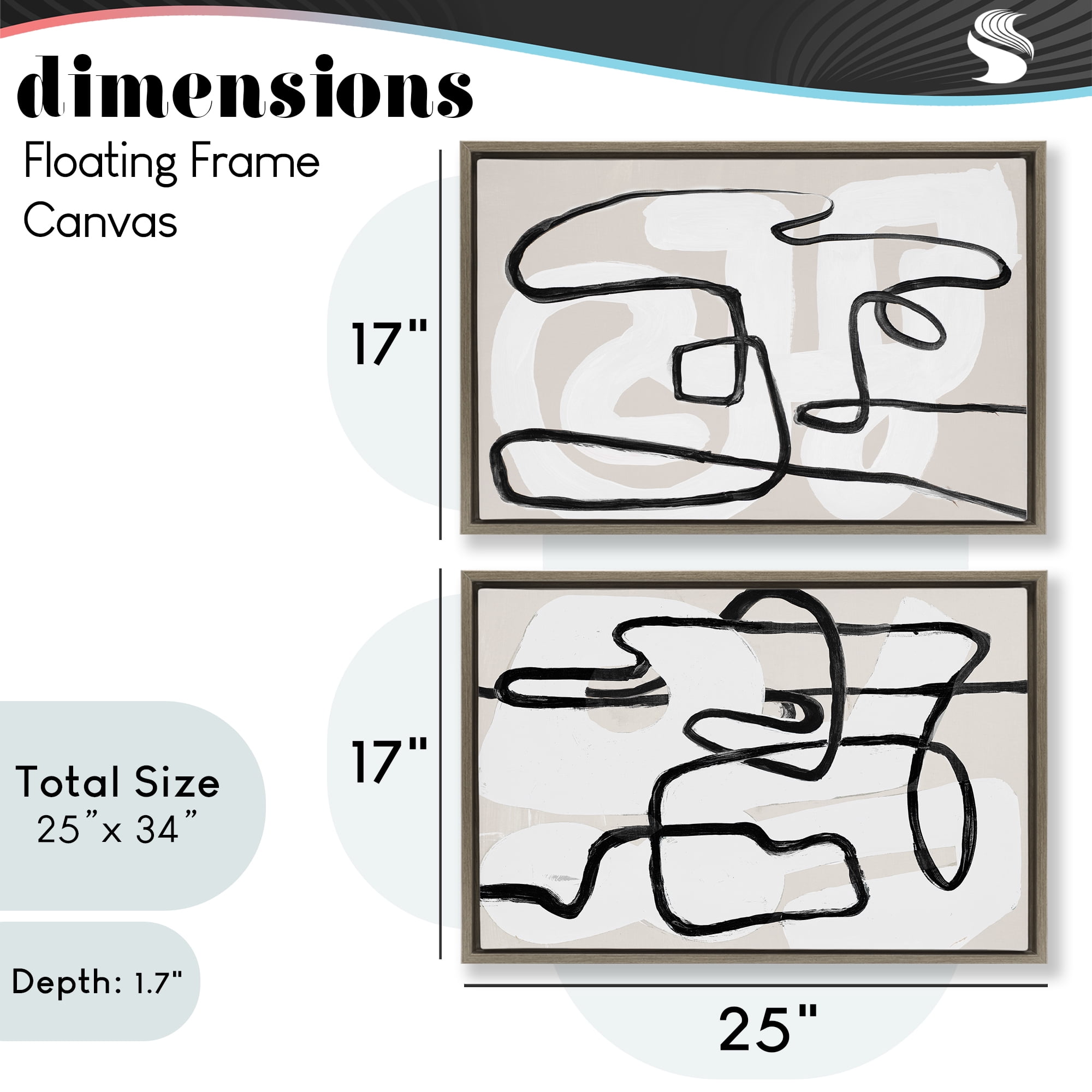 Stupell Industries Neutral Twists & Turns 2 Piece Brown Framed Floater Canvas Set, design by Lanie Loreth