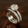 thumbnail image 3 of 2.50Ct Round Lab Created Diamond Prapose Bridal Set Wedding Ring 14k White Gold Plated, 3 of 5