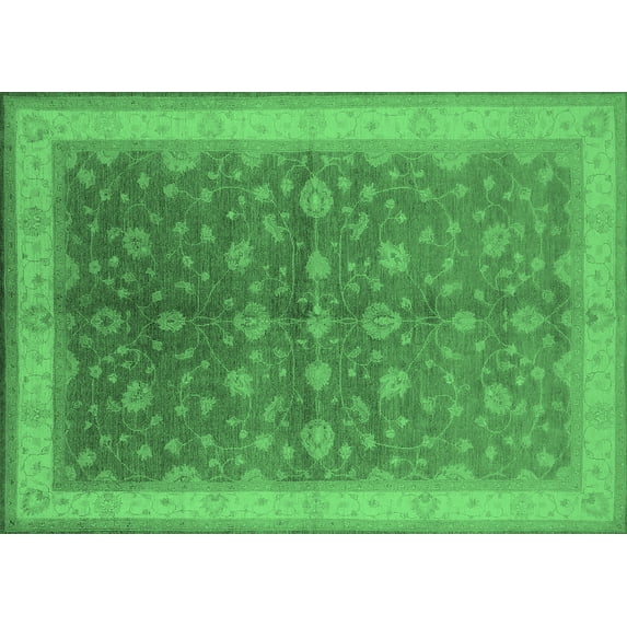 Ahgly Company Indoor Rectangle Oriental Emerald Green Traditional Area Rugs, 8' x 10'