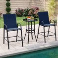 thumbnail image 4 of Costway 2 PCS Outdoor Bar Stools 29" Fabric Bar Height Stools with Armrests & Footrest Navy, 4 of 10