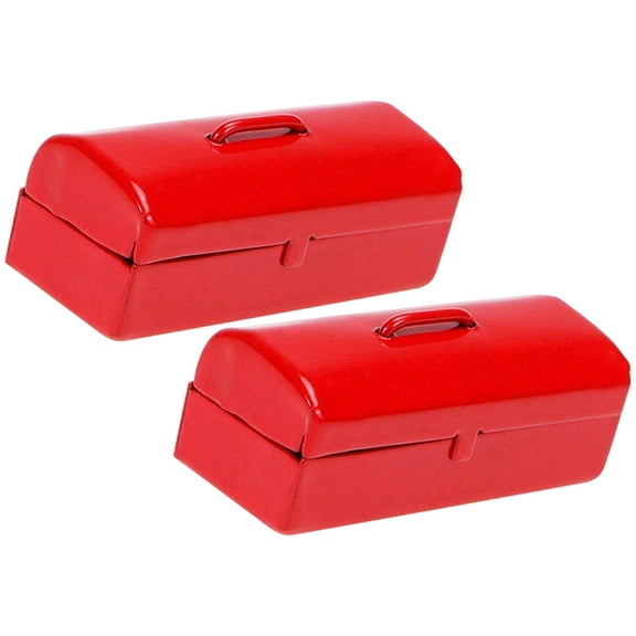 BESTYASH Red Miniature Toolbox Set for Dollhouse Accessories, Kids Craft Play, 2pcs Iron Tool Kit