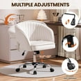 thumbnail image 4 of Wubio Home Office Chair Velvet Desk Chair, Upholstered Modern Swivel Chair with Tufted Barrel Back, Rolling Wheels for Office, Study, Vanity-Cream, 4 of 11