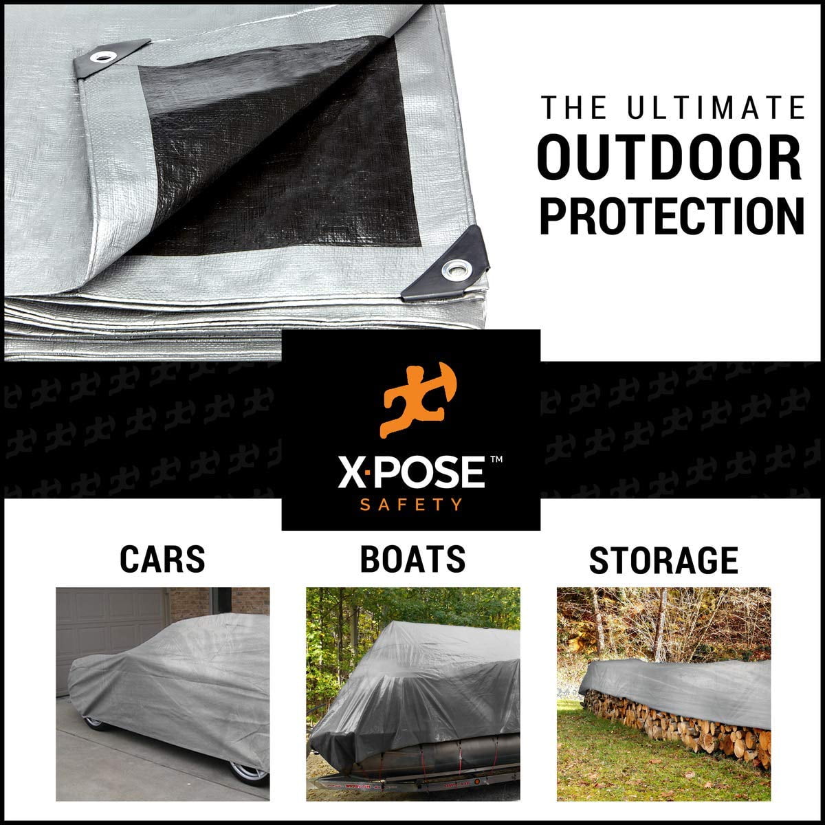 12 x 16 Heavy Duty Silver//Black Waterproof UV Blocking 10 Mil Poly Tarp