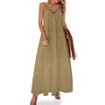 thumbnail image 1 of Vestido sin mangas con aspecto de punto grunge de saco de café de arpillera vestidos de moda para mujer vestidos de verano sueltos vestidos de verano, 1 of 7