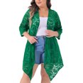 thumbnail image 2 of Agnes Orinda Women's Plus Size  Lace Crochet Draped Shawls Lightweight Open Front Cover-Ups Casual Cardigans 1X Dark Green, 2 of 5