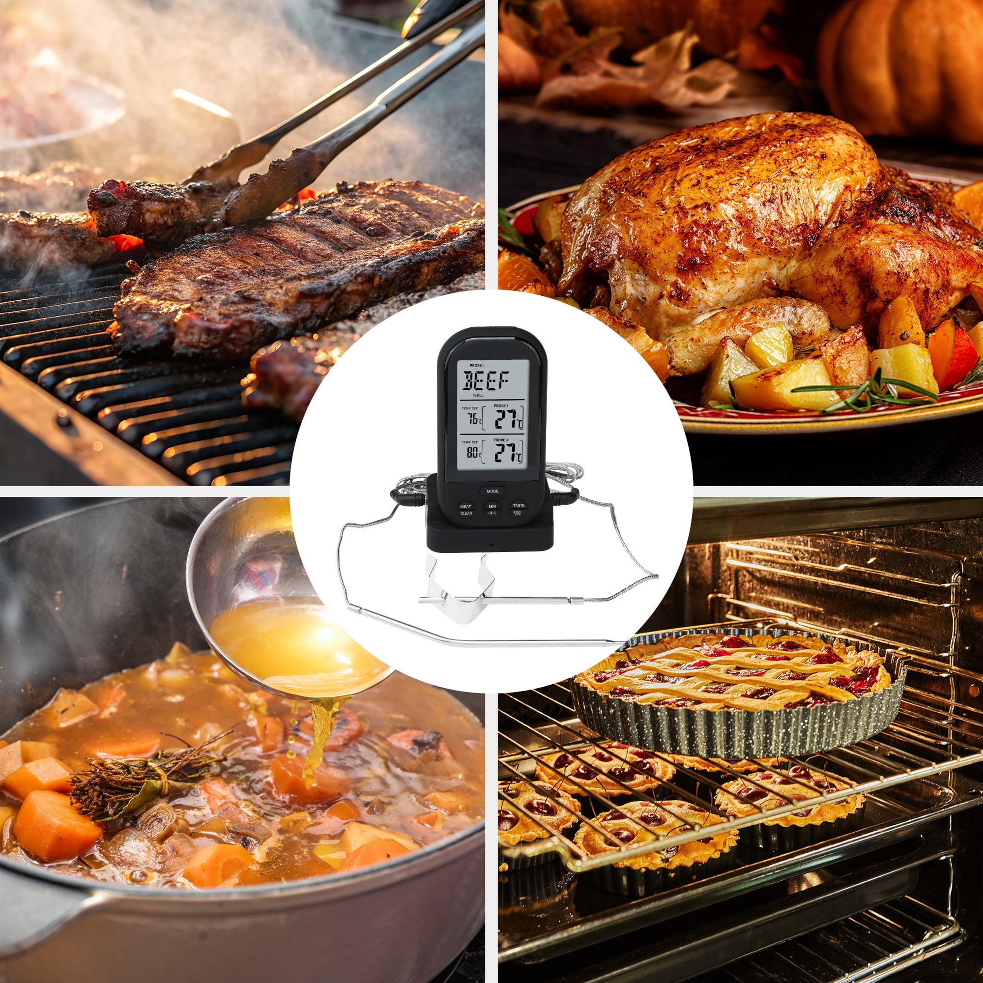 Unique Bargians Wireless Meat Thermometer Instant Read Food Thermometer Black
