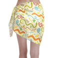 thumbnail image 2 of KLL Cartoon Snake8 Print Women's Sarong Coverups Short Bathing Suit Wrap Skirt Beach Wrap Swimsuit Cover Ups, 2 of 6
