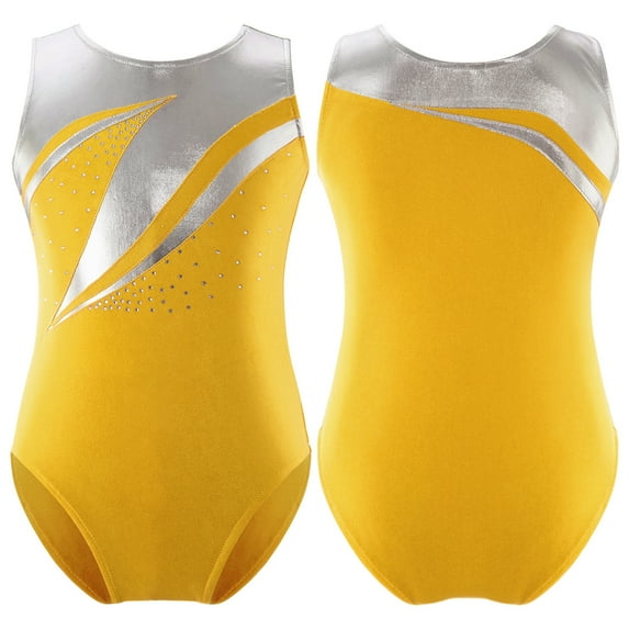 MSemis Girls Gymnastics Leotard Shiny Metallic Ballet Dance Leotard Athletic Bodysuit