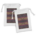 thumbnail image 1 of Ethnic Fabric Pouch Set of 2, Abstract Geometrical Cultural Tribal Triangles on Colorful Stripes Folk Pattern, Small Drawstring Bag for Toiletries Masks and Favors, 9" x 6", Multicolor, by Ambesonne, 1 of 2