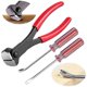 thumbnail image 2 of Juego de 3 piezas para quitar grapas de tapicería y construcción: alicates de corte de 7 pulgadas, extractor de clavos con punta en V angular y recta de 8 pulgadas., 2 of 5