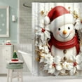 thumbnail image 5 of Hometravel 3D Christmas Shower Curtain, Holiday Themed Bathroom Partition Curtain, Festive Pattern Waterproof Liner for Bath Decor, 5 of 6