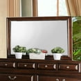 thumbnail image 3 of Transitional 4pc Set Brown Cherry Bedroom Furniture Queen Size Bed Dresser Mirror Nightstand Storage Bed Wood Inlay Design, 3 of 8