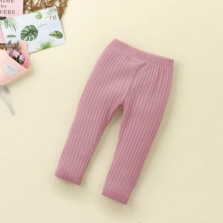 

Newborn Baby Boys Girls Spring Fall Solid Color Elastic Slim Full Length Pants Leggings Fall Outfits for Baby Girls Boys Pink 6-9 Months