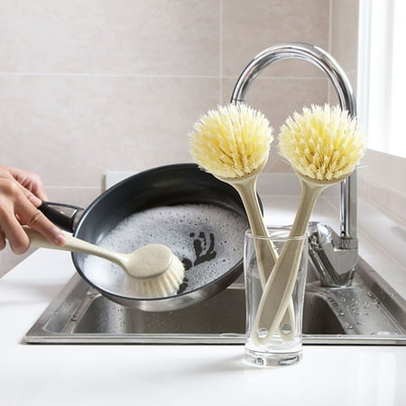 

huanledash Long Handle Pot Dishes Washing Brush Kitchen Sink Countertop Cleaning Tool