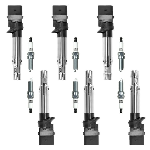 6 Ignition Coils and 6 Champion Iridium Spark Plugs Compatible with Audi Q7 Volkswagen Passat Replacement for UF531