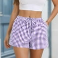 thumbnail image 2 of Arnsht Women Boxer Shorts with Pockets Loose Fit Comfy Breathable Drawstring Short Cotton Pajama Lounge Trendy Beach Casual Purple XL, 2 of 7